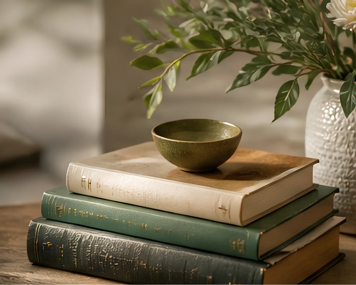 Books and botanical notes for calm learning