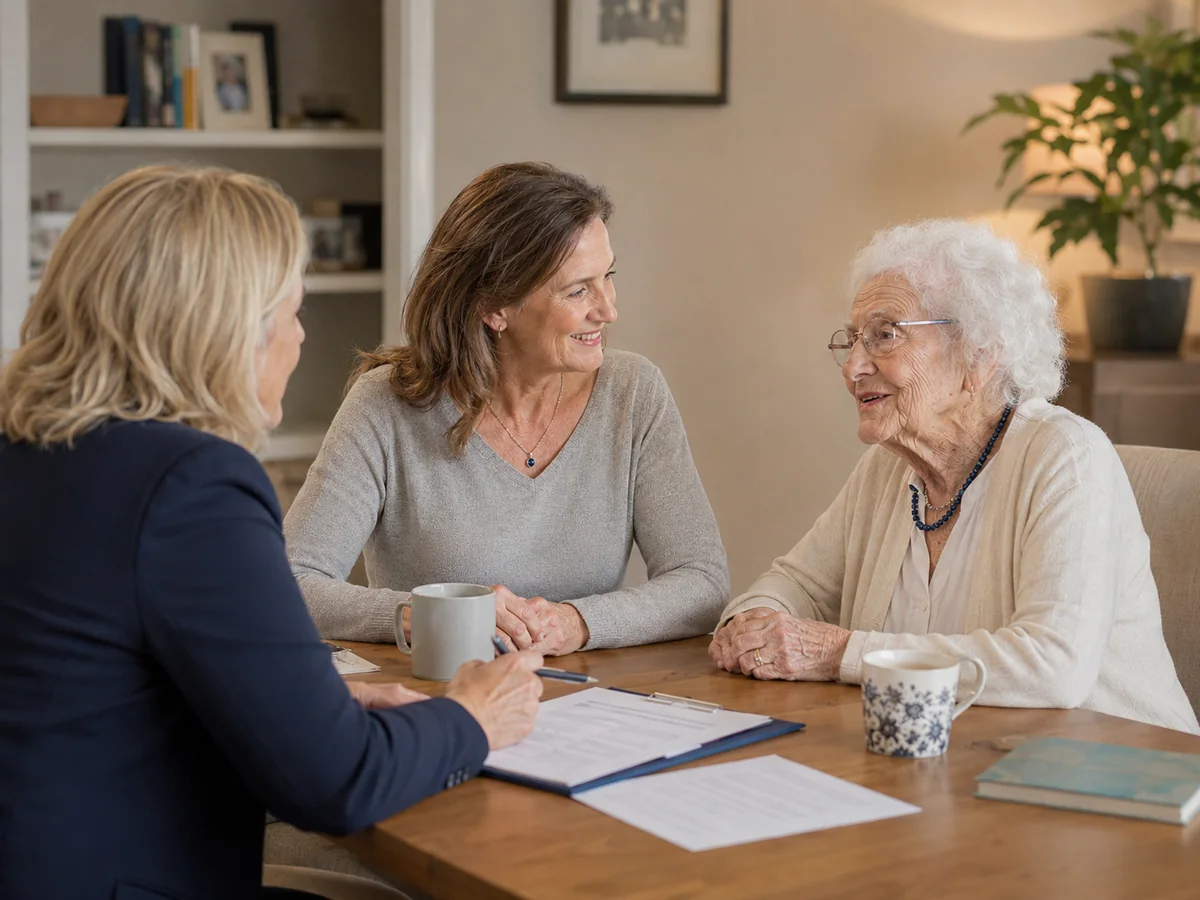 Family and advisor gathered around a planning table