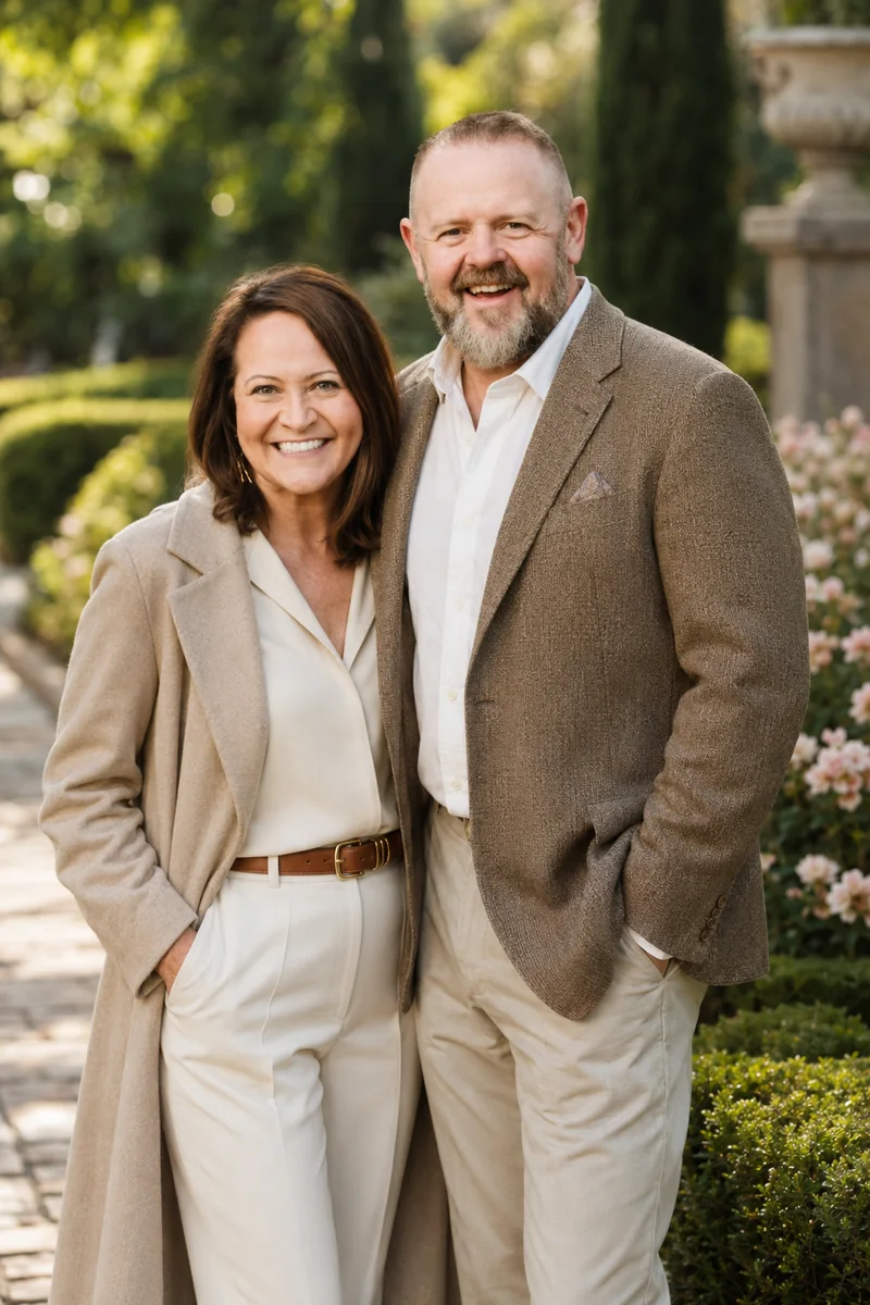 Viridian founders Kirk and Randie together in a garden setting